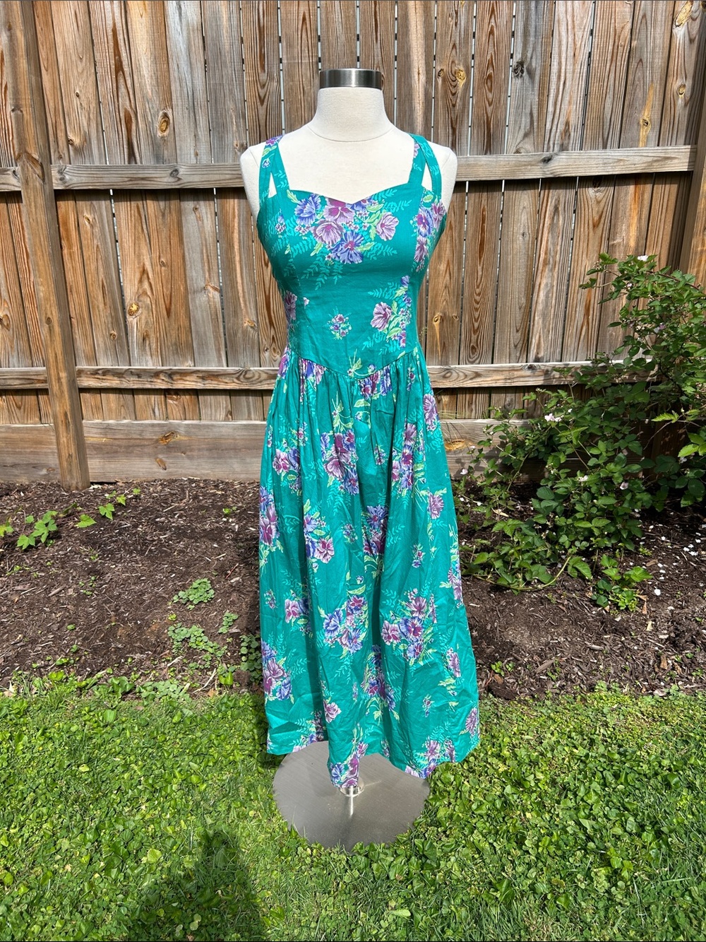 Vintage 90s Laura Ashley Floral Cotton Sundress Made in Great Britain Size 10 - Picture 2 of 12